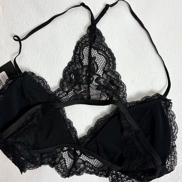 Fredericks of Hollywood Bra Bralette Lace Black Razorback Size S New - Picture 5 of 10